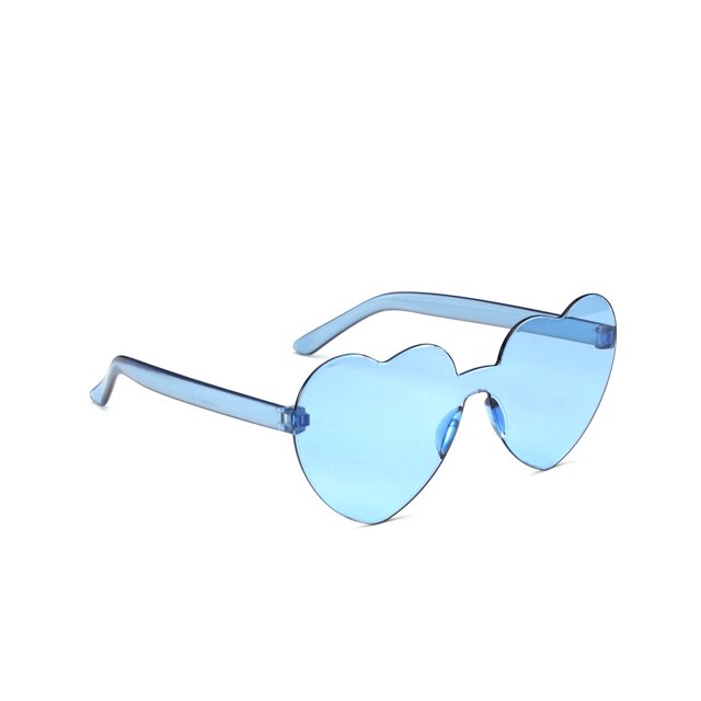 Qarigey Gafas de sol con forma de corazón de melocotón, accesorios antiquemaduras solares, decoraciones, gafas irregulares, apariencia Lentes azul niebla