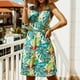 thumbnail image 2 of Vestido de cintura elástica sin mangas con estampado de cuello en V informal de verano para mujer a la moda Pompotops  ghjkhdj7985, 2 of 9