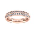 thumbnail image 2 of Natural 2Ct Round Cut Diamond 2Row Milgrain Anniversary Wedding Eternity Band Ring 18k Gold IJ SI2, 2 of 3