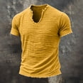 thumbnail image 6 of Homeyce Men's Casual Linen T Shirts V-Neck Short Sleeve Washed Frayed Raw Edges Tops Summer Beach Vacation Casual Tshirt Solid Color Muscle Fit Thin Breathable Basic Tees,Yellow 3XL, 6 of 6
