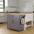 thumbnail image 6 of Jarenie Rolling Kitchen Cart with Deep Drawers, Towel Rack & 360° Swivel Casters, Wood Gray, 6 of 8