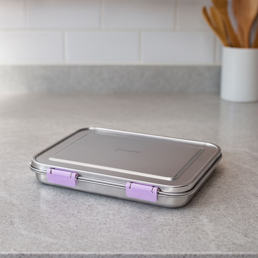 Greenwalnut Stainless Steel Leak Proof Lunch Box with Compartments – Bento Style Lunch Box ( Purple )