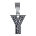 thumbnail image 2 of 925 Sterling Silver Mens Baguette Cubic Zirconia Letter Name Personalized Monogram Initial Alphabet Y Charm Pendant 43.5, 2 of 2