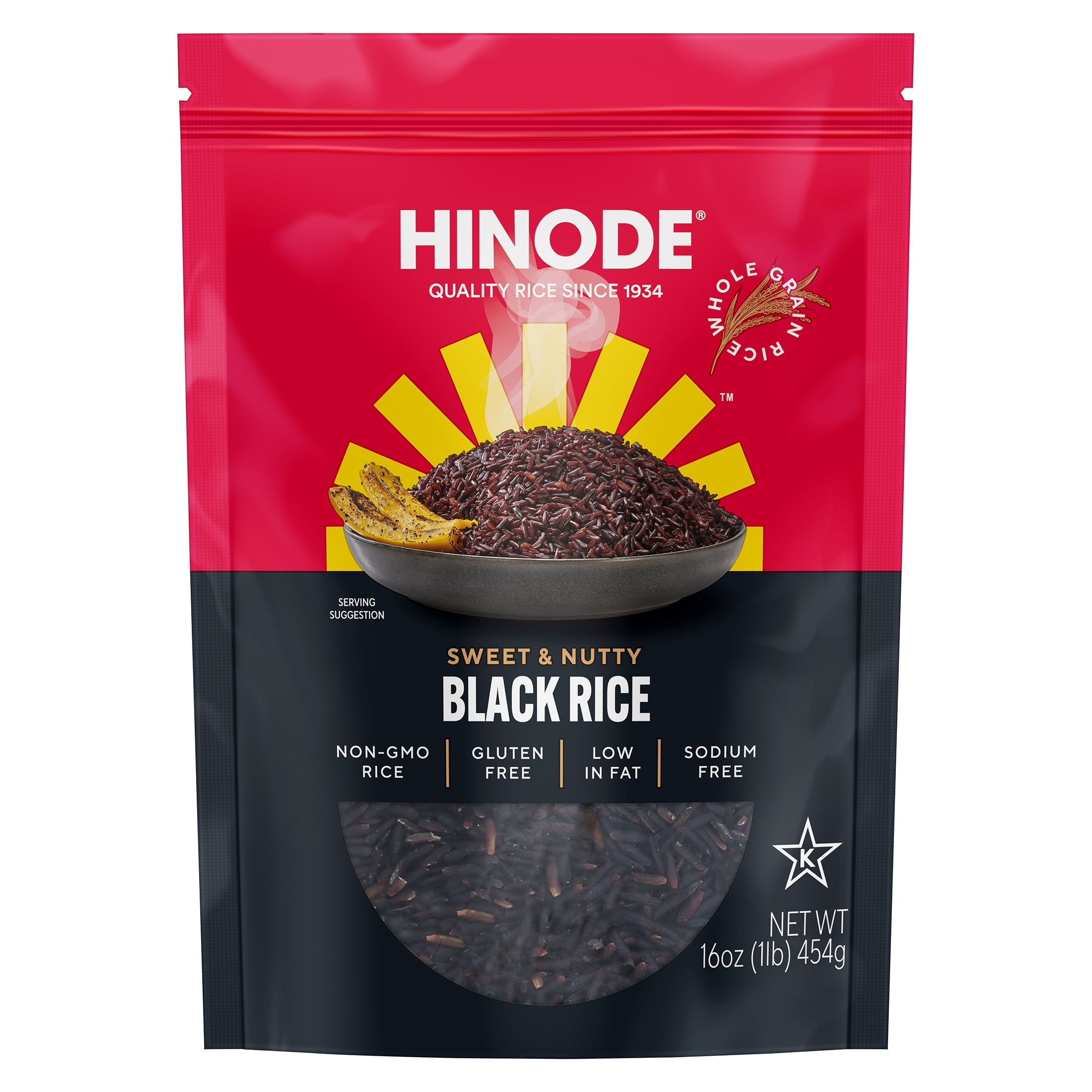 (2 pack) Hinode Sweet & Nutty Black Rice, 16 oz Bag – Whole Grain, Gluten-Free Rice for Bowls, Salads & Stir-Fries