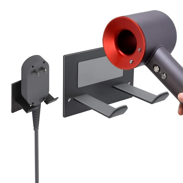 Soporte para secador de pelo XIGOO, autoadhesivo, montado en la pared, negro