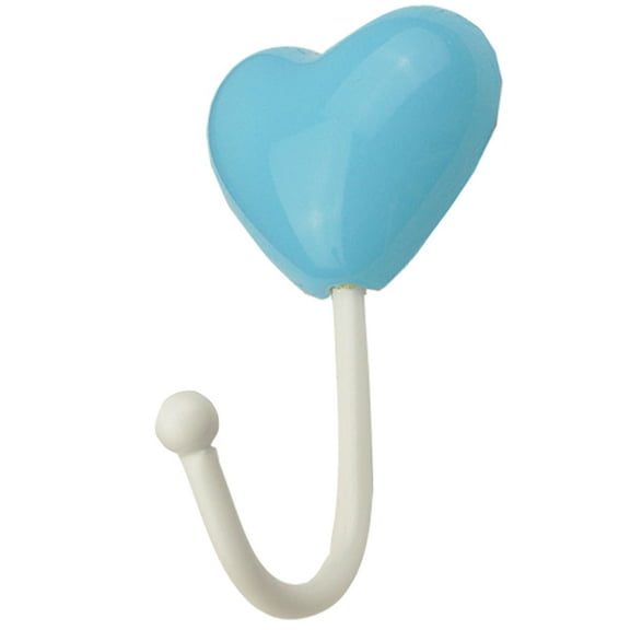 GOOHOCHY Mediterranean Style Heart Shaped Ceramic Wall Hook for Home Use Sky-blue 1pc 4.72x3.54 inches
