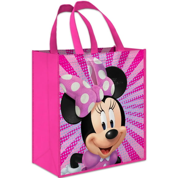 Minnie Mouse Tote Bag - Disney Accessories Set with 15" Grocery Bag Featuring Minnie Mouse | Double-Sided Minnie Reusable Bags Medium