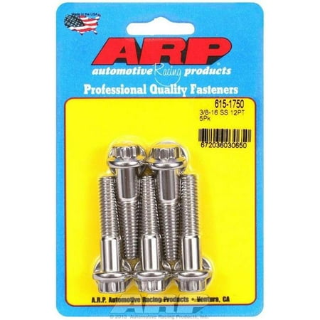 

ARP ARP615-1750 0.375-16 x 1.750 in. Thread 12 Point Head Stainless Steel Bolt Polished - Set of 5