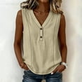 thumbnail image 4 of Bosfbaoi Womens Blouse V Neck Henley Relaxed Fit Sleeveless Stitch Detail Solid Casual Chic Tank Tops for Women, 4 of 9