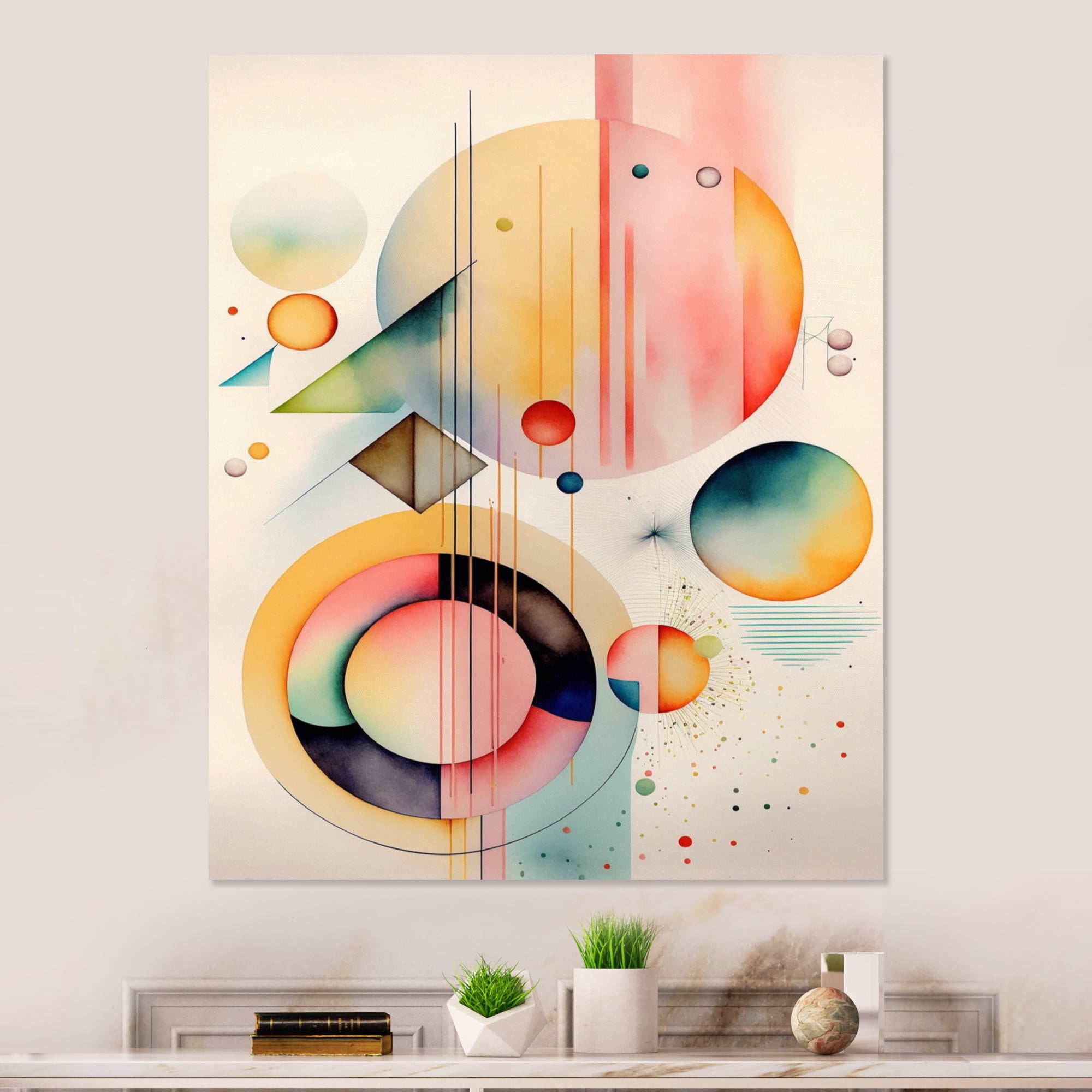 Designart Pastel Minimalist Multi Shape Art II Canvas Wall Art