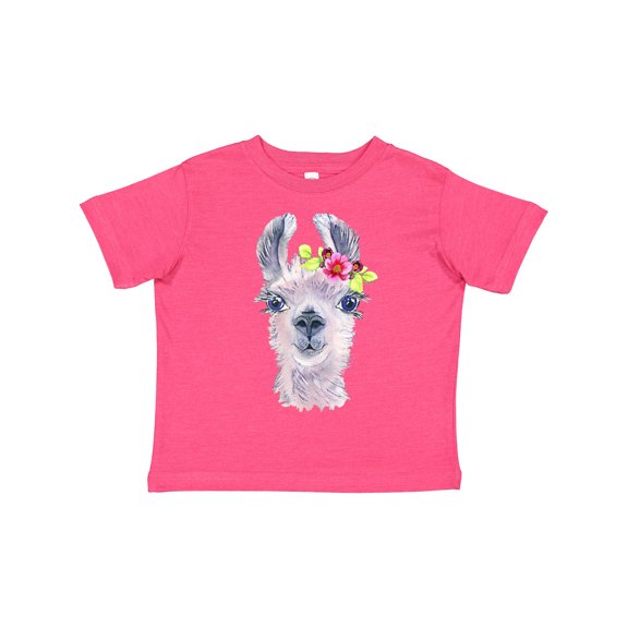 Inktastic Cute Llama with Flower Boys or Girls Toddler T-Shirt