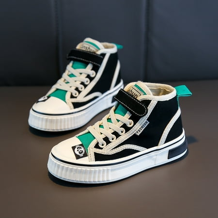 

Toddler Kids High Top Canvas Shoes Cartoon Pattern Soft Sole Anti Slip Lightweight Breathable Hook & Loop Fastener Sneakers