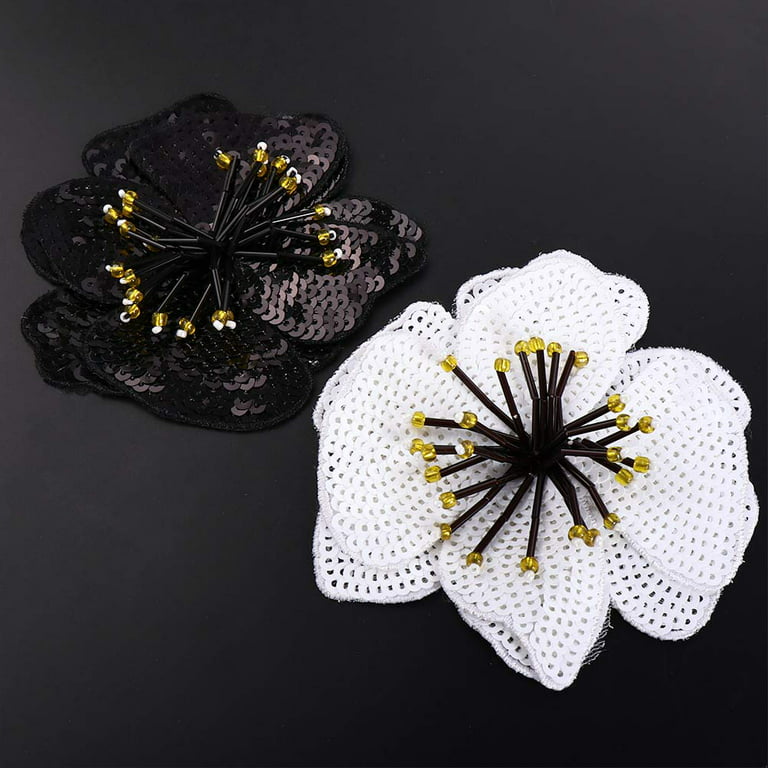 DIY Large Sequins Flower Patches for Clothes Embroidery Sequins Flowers  Patches Sew On Patch Clothing Accessories Applique YELLOW 