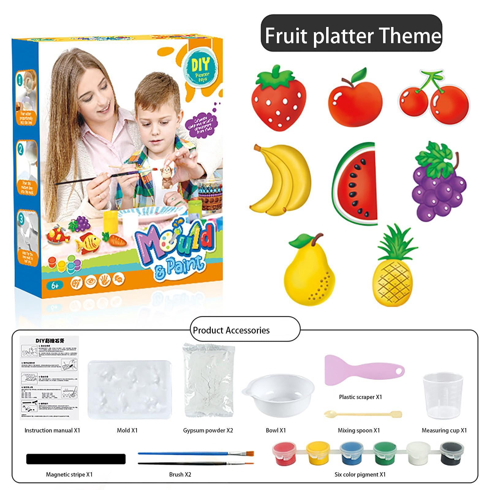 1PC Handmade Gypsum Toy Set for Kids - Fruit - Shaped Painting Craft Kit with English Color Box, DIY Art Activity for Boys Girls, Creative Play for Home School Classroom - Walmart Exclusive