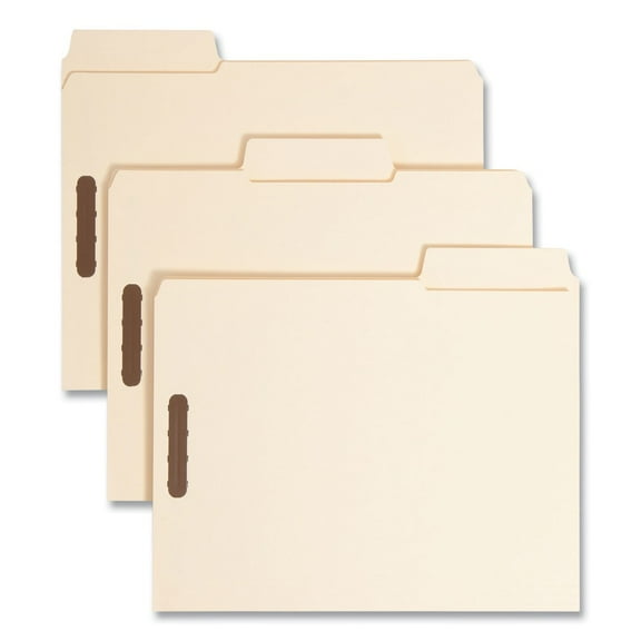 Smead 14545 SuperTab 0.75 in. Expansion Reinforced Guide Height Fastener Folders - Manila/Letter Size (50/Box)