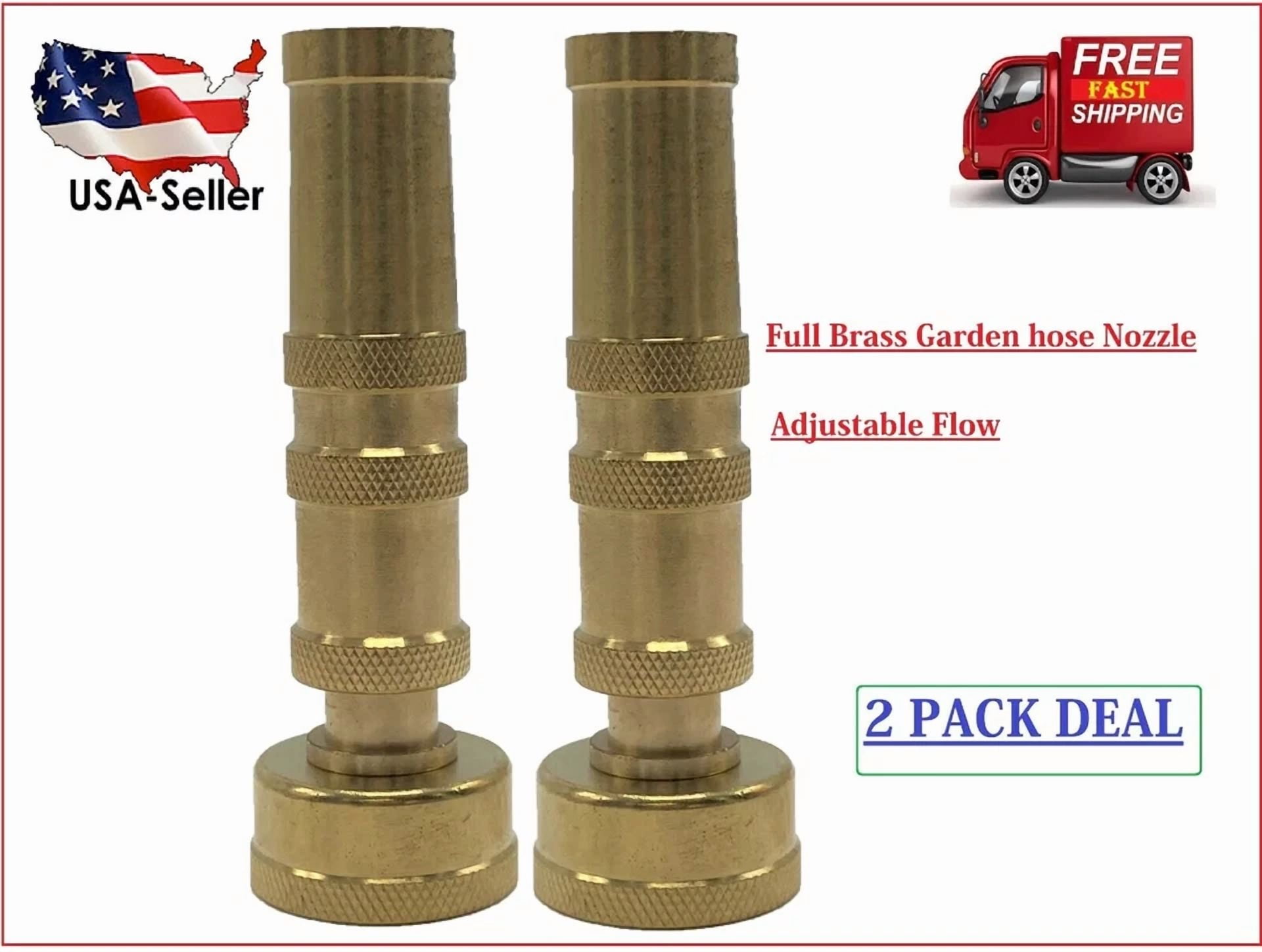 PURELY- Solid Brass Garden Spray Nozzle 4" Adjustable Twist Water Hose Usa Stock 2 Pack