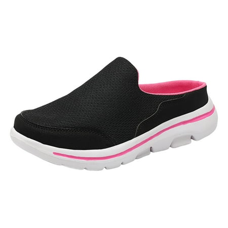 

DVKOVI Shoes for Women Dressy Casual Couple Casual Solid Colour Wrapped Toe Mesh Breathable Half Flip Flops Large Size Casual Shoes Casual Walking Shoes for Women Hot Pink 38