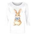 thumbnail image 4 of ZVAVZ Chemises de Pâques pour Femmes, Œufs de Pâques pour Femmes, T-Shirts à Col Rond Imprimés, Blouse à Manches 3/4 Imprimée, Vêtements de Printemps en Liquidation, Blanc G, 4 of 5