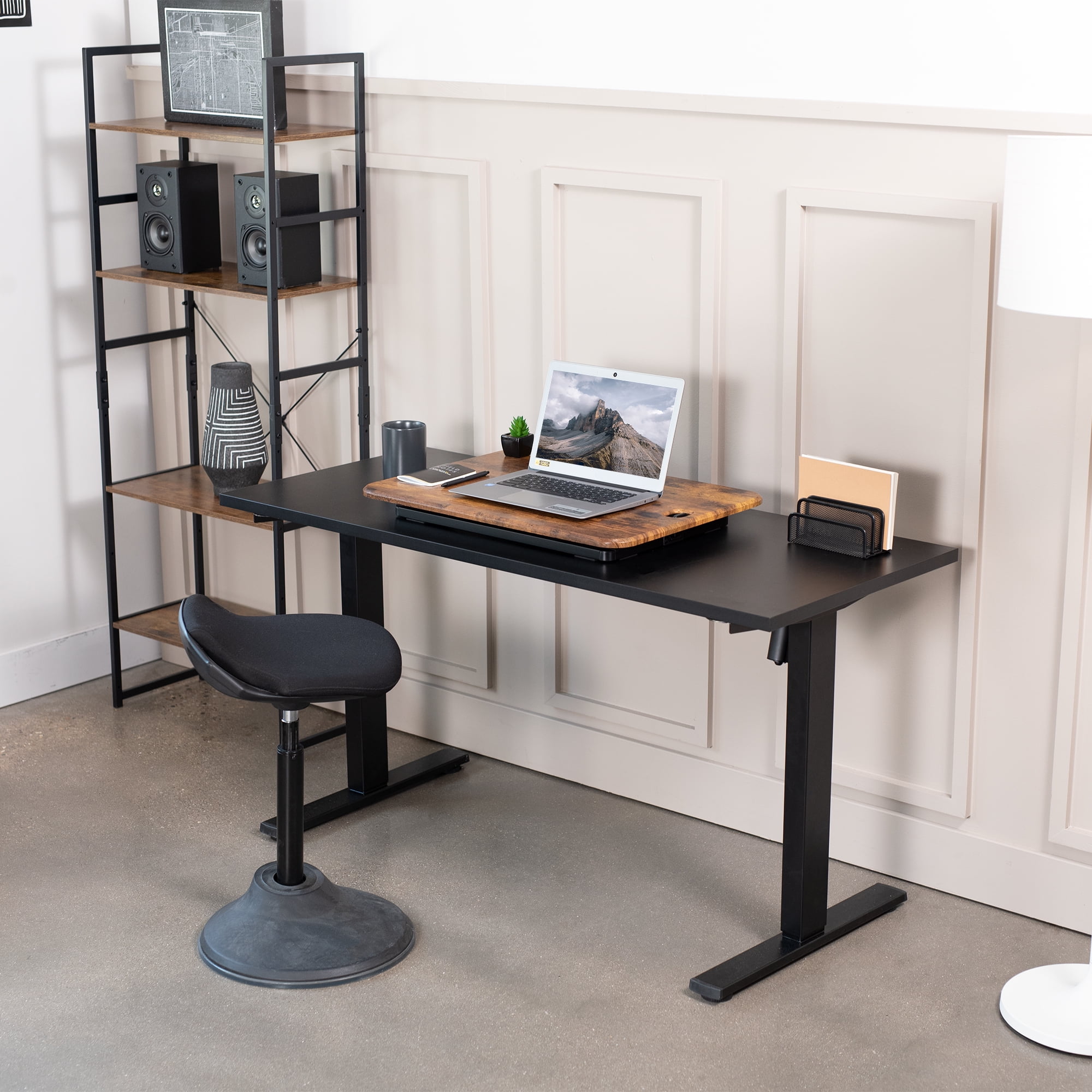 VIVO Vintage Brown Ultra Slim 26" Desktop Converter, Sit Stand Tabletop Riser