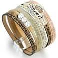 thumbnail image 2 of Tree of Life Leather Bracelets for Women.Colorful Multi-Layer Wrapped Wristband Bracelets for Women,Birthday Easter Basket Stuffers Jewelry Gifts for Teens Girls (Beige), 2 of 6