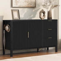 Modern Sideboard with 3 Drawers,Wave-Pattern Storage Buffet Cabinet with Hooks,for Kitchen Living Room,Dining Room