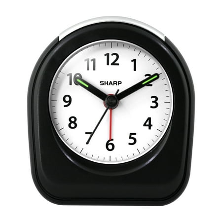 Sharp Black Quartz Analog Arch Alarm Clock