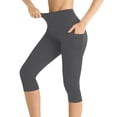 thumbnail image 6 of Timegard Yoga Pants Women Capris Crop Workout Leggings Stretch Summer High Waist Running Pants Tight with Pockets, 6 of 9