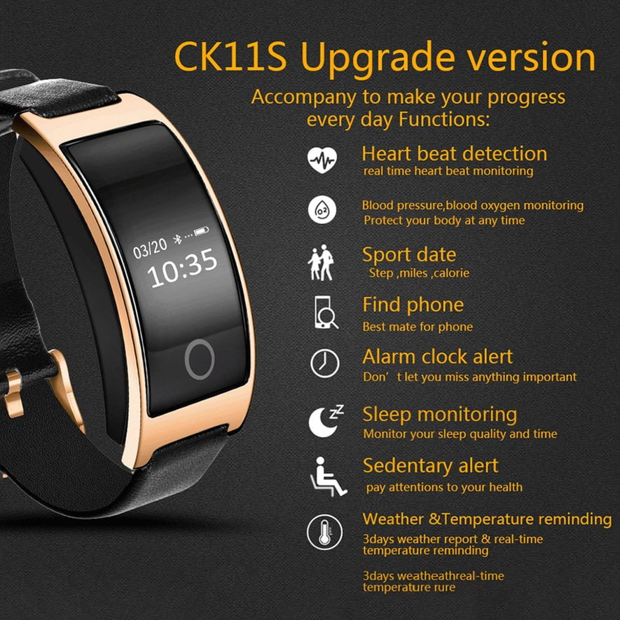 CK11S Smartband Heart Rate Monitor Pedometer Waterproof Fitness Bracelet Walmart