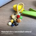 thumbnail image 4 of Abbraccia Pulsera de cuentas Bodhi, Cinco Deidades de la Fortuna, diseño racimo de bayas, ceniza vidriada, joyería budista unisex, 4 of 6