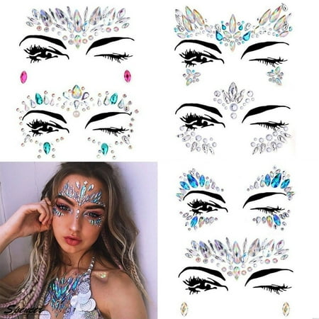 Spencer 1PC Rhinestone Temporary Face Tattoos Crystal Tears Gem Adhesive Glitter Body Stickers