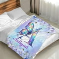 thumbnail image 2 of Custom Monogram Blanket from Your Name, Personalized Initial Letter Blanket for Girls Women Kids Butterfly Lovers, 40 x 30 Inches Fuzzy Purple Flannel Throw Blanket for Sofa Office Trip Camping, 2 of 6