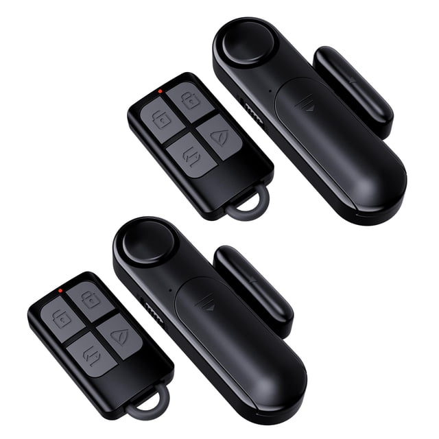 Alarma METAK para ventanas y puertas, paquete de 2 unidades, con mando a distancia de 120 dB, color negro
