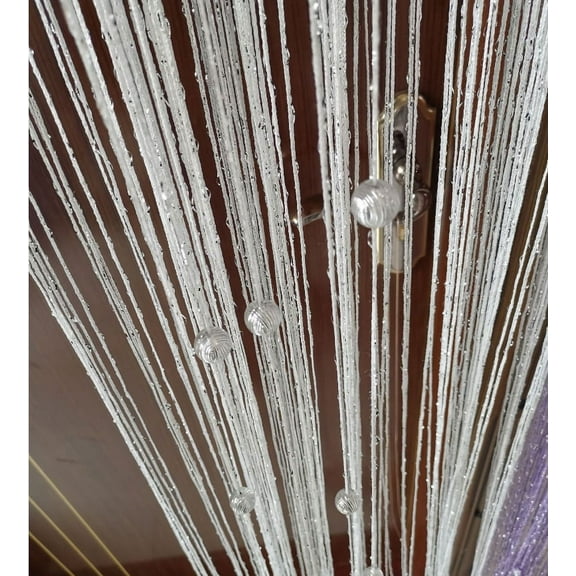 Namzi 39.37*110.24in Decorative Door String Curtain Beads Wall Panel Fringe Window Room Divider Blind for Wedding Coffee House Restaurant Parts Door Divider Beads Tassel Screen Decoration ，White