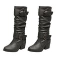 thumbnail image 1 of Jumpingount 1 par de botas de tacón alto para mujer, portátil, de moda, de Color sólido, reemplazo antiguo, cálido, para mantener el calor, Calzado Negro Talla 38, 1 of 6