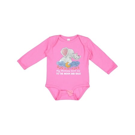 

Inktastic My Meemaw Loves Me to the Moon and Back Elephant Family Gift Baby Boy or Baby Girl Long Sleeve Bodysuit