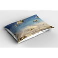 thumbnail image 2 of Ambesonne Airplane Pillow Sham 2 Pack, 3D Retro Biplanes, 36"x20", Blue Tan and Cream, 2 of 3