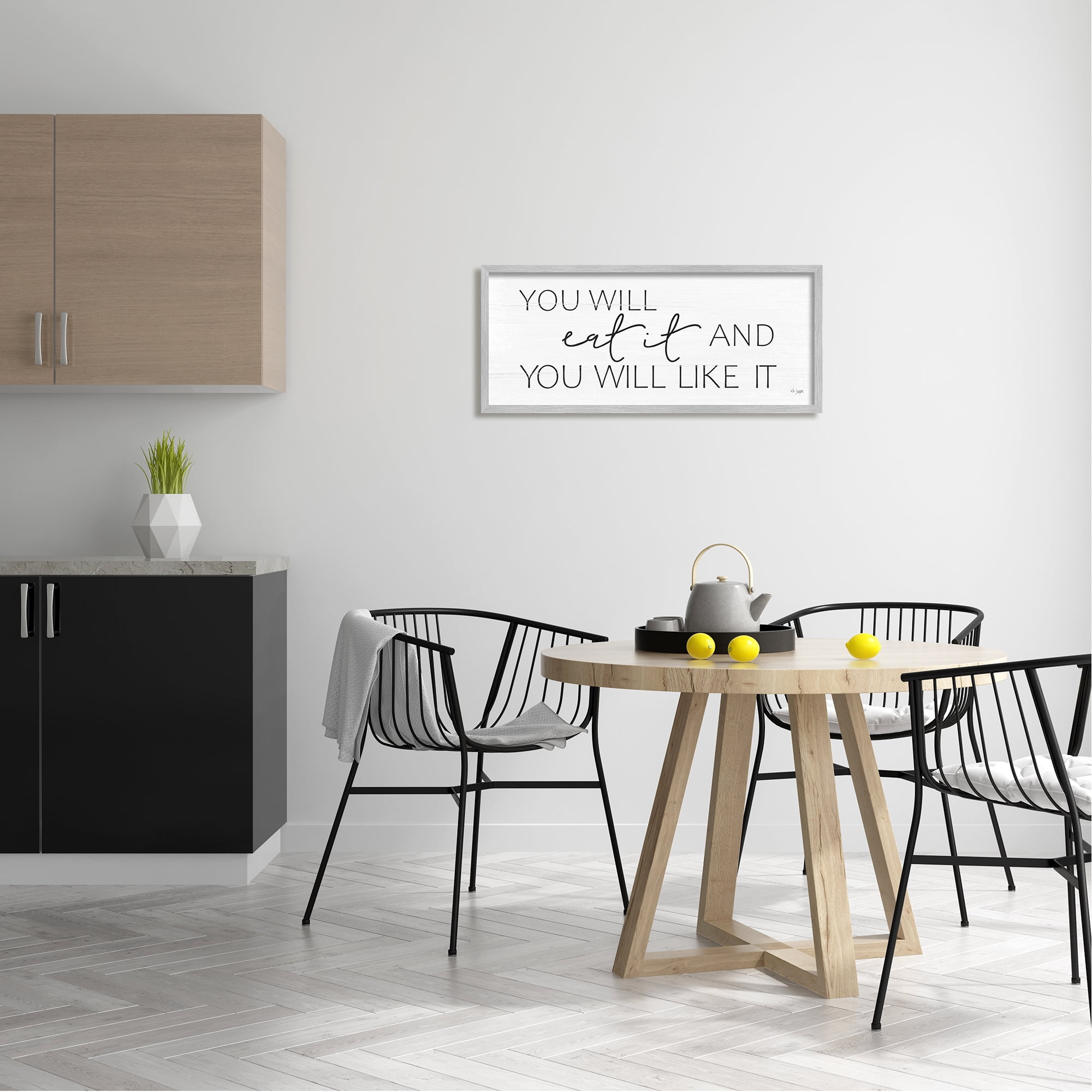 Stupell Industries Eat & Like It Rustic Kitchen Phrase Sign Graphic Art Gray Framed Art Print Wall Art, Design by Jaxn Blvd.