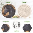 thumbnail image 4 of Haosy Set of 6 Drink Woven Coaster with Holder Heat Resistant Non-Slip Bar Coasters 4 Inches Black Horse with Stars, 4 of 7