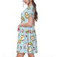 thumbnail image 2 of Disketp Rabbit Burger Coffee para Vestido de Manga Corta para Mujeres, Vestidos de Verano para Mujeres, Casual y Holgado para la Playa, 2 of 6