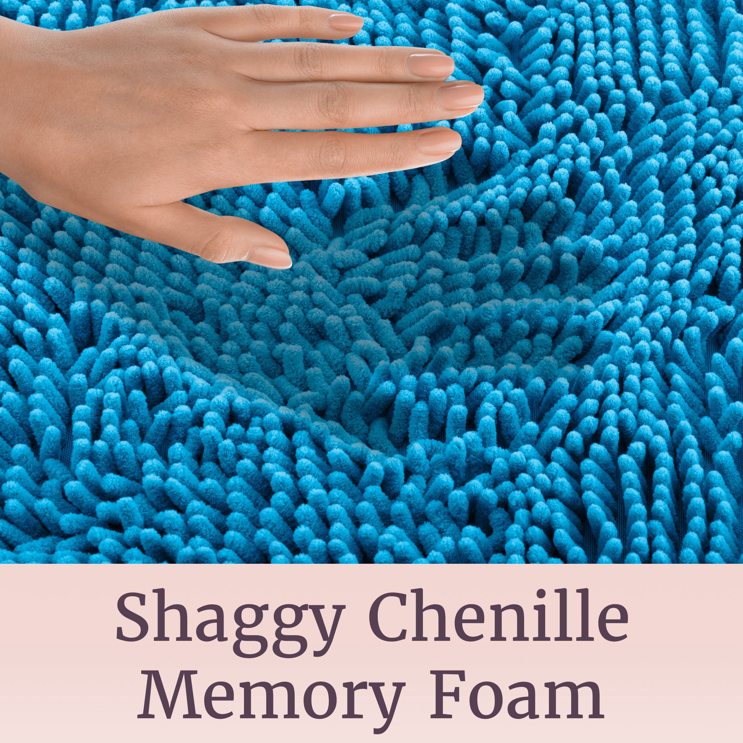 Lavish Home Memory Foam Shag Bath Mat (24x58), Blue