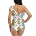 thumbnail image 5 of Picia Cartoon Poodle Dog Pattern Women's One Piece Swimsuits,One Shoulder Swimwear Asymmetric ,Ruffle Monokinis Bathing Suits,High Waisted Flattering Bathing Suits-Small, 5 of 8