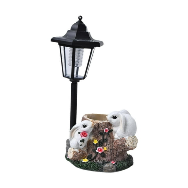 Figura animal Figura encendida Figura Figura Patio Jardín Solar Estatua Luz Conejos blancos