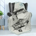 thumbnail image 4 of Airplane Soft Flannel Fleece Throw Blanket, Classic Nostalgic Planes Aircraft Propeller in the Sky Fast Travel Wings Sketch, Cozy Plush for Indoor and Outdoor Use, 50" x 60", Blue Black, by Ambesonne, 4 of 5
