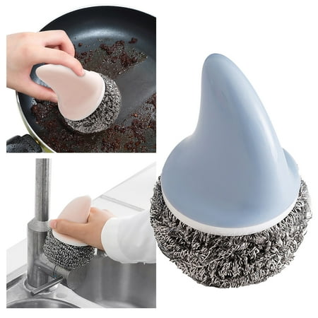 

JABUUO Shark Handle Stainless Steel Wire Ball Kitchen Brush Dish Cleaning Tools