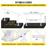 VEVOR Outdoor Stair Railing Kit, 5 ft Handrails 0-5 Steps, Adjustable Angle White Aluminum Stair Hand rail for The Elderly, Handrails For Outdoor Steps
