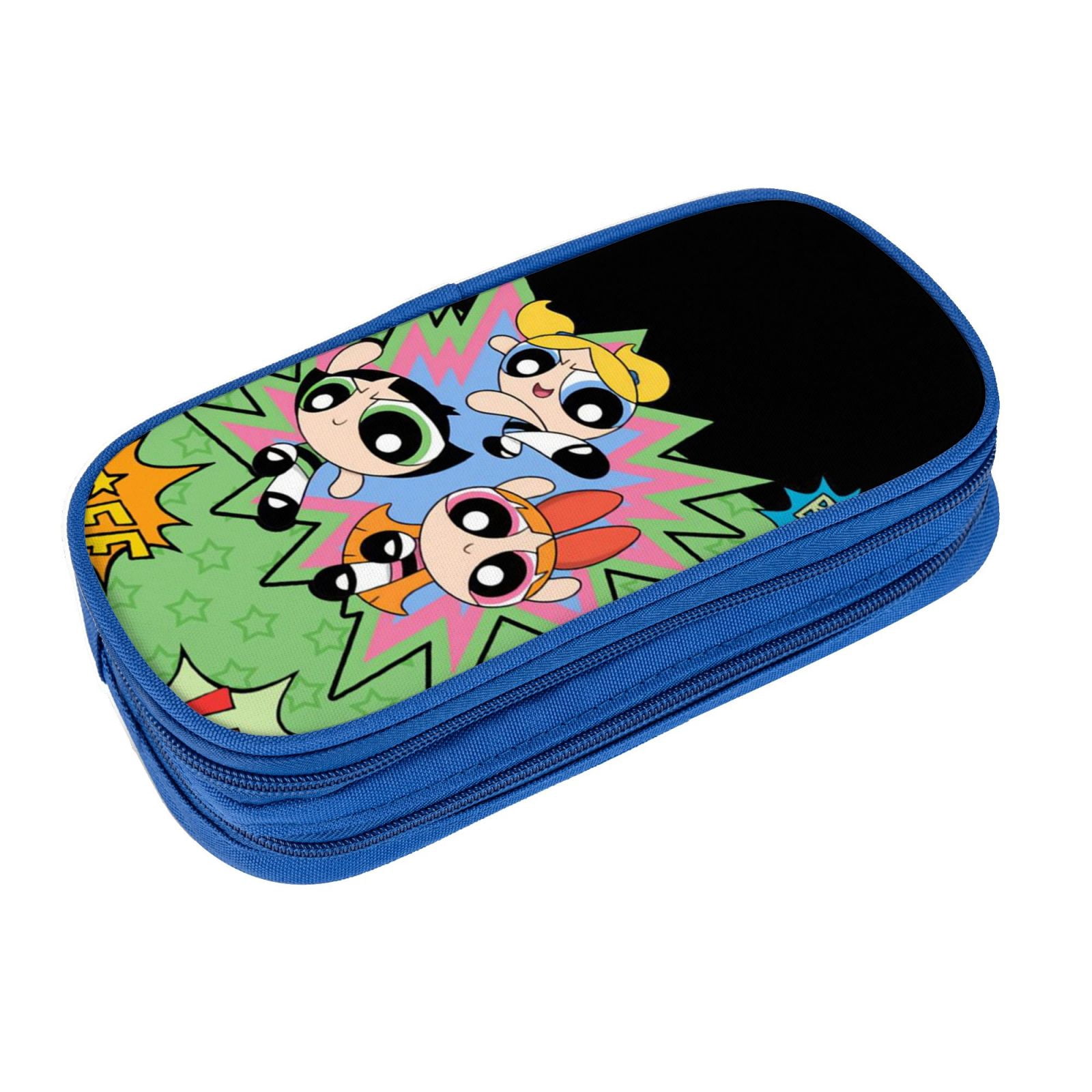 The Powerpuff Gi-rls Pencil Case Large Capacity Pencil Pouch Penbag Office Stationery Organizer Travel Makeup Bag Blue