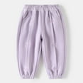 thumbnail image 3 of Gfyviroh 3-10 Y Toddler Kids Cotton Pants Little Girls Pleated Cuffed Pants with Pockets Soft Elastic Waist Sport Pants, 3 of 5