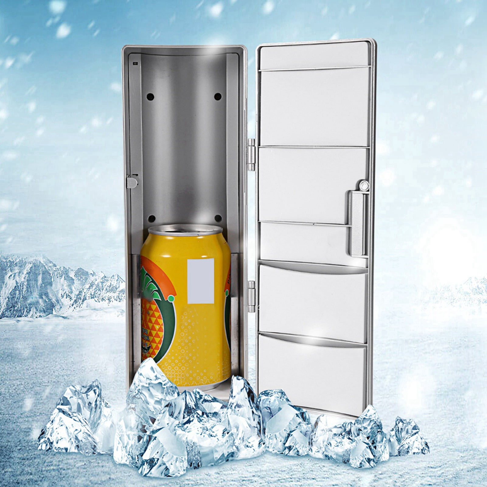 LeafyLuxe Mini USB Refrigerator, Mini Refrigerator, Compact Mini USB Refrigerator Freezer Beer Cooler Can Be In The Office When Traveling, Convenient And Fast 8.5x12x25 Cm White