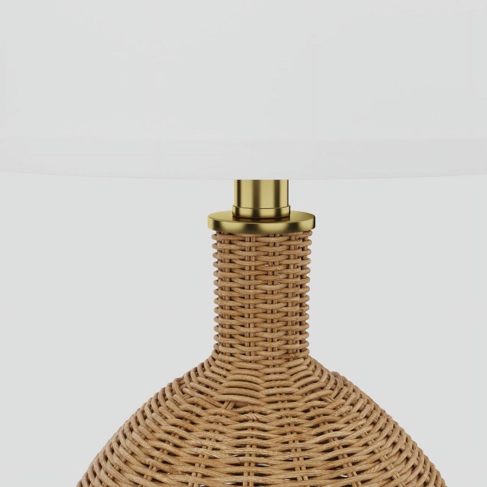 Maxax 22" Coastal Boho Rattan Table Lamps Set of 2, Natural Woven Bedside Lamps with White Shades for Living Room, Bedroom, or Entryway Decor
