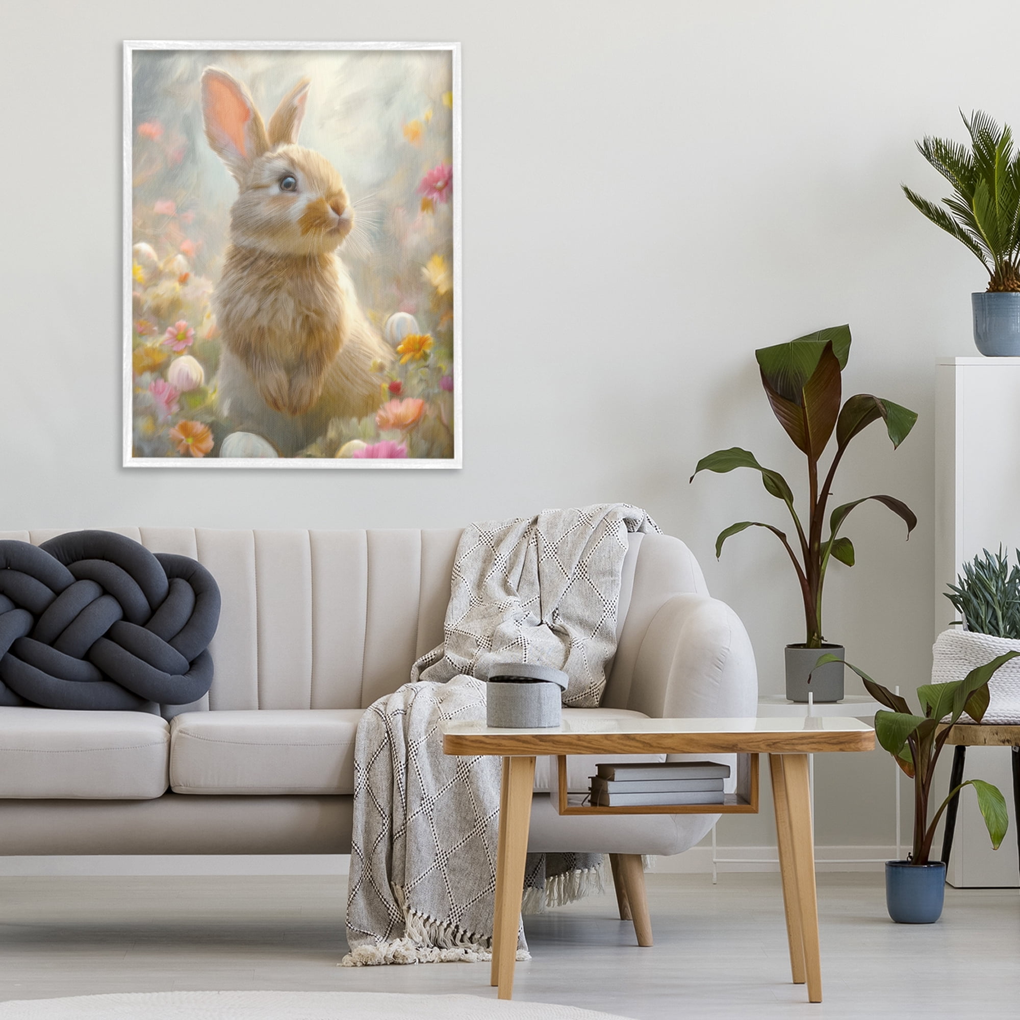 Stupell Industries Bunny Dreams Meadow White Framed Giclee Art, design by Kim Allen